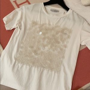Sandro size 1 Sequin white Tee Shirt